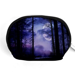 Moonlit A Forest At Night With A Full Moon Accessory Pouches (medium)  by Simbadda