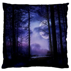 Moonlit A Forest At Night With A Full Moon Standard Flano Cushion Case (two Sides) by Simbadda