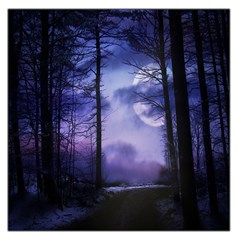 Moonlit A Forest At Night With A Full Moon Large Satin Scarf (square) by Simbadda