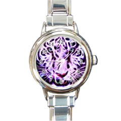 Fractal Wire White Tiger Round Italian Charm Watch by Simbadda