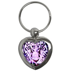 Fractal Wire White Tiger Key Chains (heart)  by Simbadda