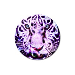 Fractal Wire White Tiger Magnet 3  (round) by Simbadda