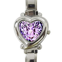 Fractal Wire White Tiger Heart Italian Charm Watch by Simbadda