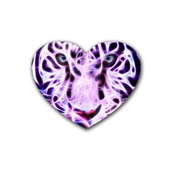 Fractal Wire White Tiger Heart Coaster (4 Pack)  by Simbadda