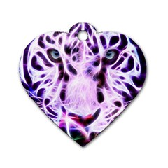 Fractal Wire White Tiger Dog Tag Heart (one Side) by Simbadda