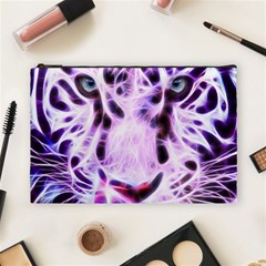 Fractal Wire White Tiger Cosmetic Bag (large)  by Simbadda