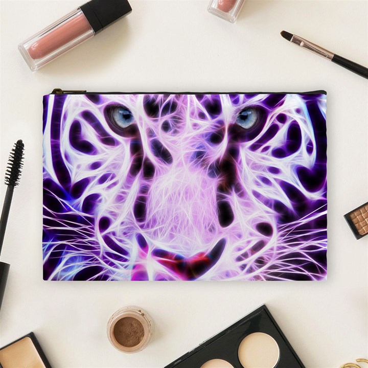 Fractal Wire White Tiger Cosmetic Bag (Large) 