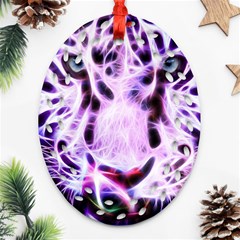 Fractal Wire White Tiger Ornament (oval Filigree) by Simbadda