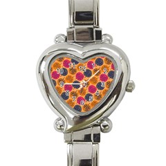 Colorful Trees Background Pattern Heart Italian Charm Watch by Simbadda