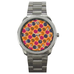 Colorful Trees Background Pattern Sport Metal Watch by Simbadda