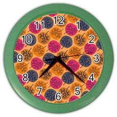 Colorful Trees Background Pattern Color Wall Clocks by Simbadda