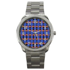 Abstract Lines Seamless Pattern Sport Metal Watch by Simbadda