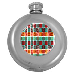 Bricks Abstract Seamless Pattern Round Hip Flask (5 Oz) by Simbadda