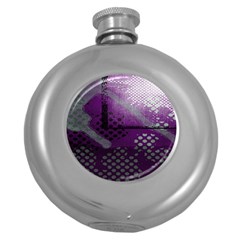 Evil Moon Dark Background With An Abstract Moonlit Landscape Round Hip Flask (5 Oz) by Simbadda