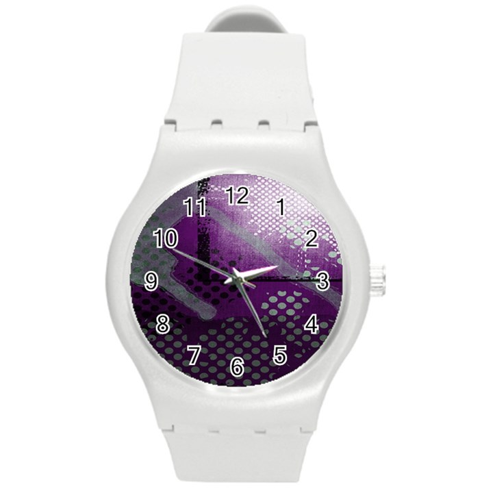 Evil Moon Dark Background With An Abstract Moonlit Landscape Round Plastic Sport Watch (M)