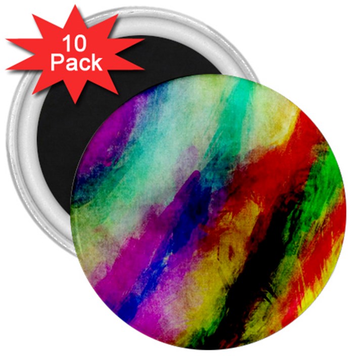 Colorful Abstract Paint Splats Background 3  Magnets (10 pack) 