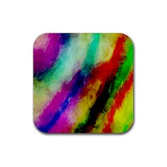 Colorful Abstract Paint Splats Background Rubber Coaster (square)  by Simbadda