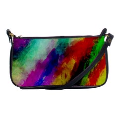 Colorful Abstract Paint Splats Background Shoulder Clutch Bags by Simbadda