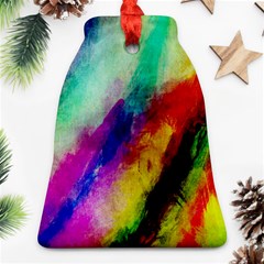 Colorful Abstract Paint Splats Background Bell Ornament (two Sides) by Simbadda