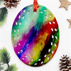 Colorful Abstract Paint Splats Background Ornament (oval Filigree) by Simbadda