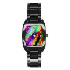 Colorful Abstract Paint Splats Background Stainless Steel Barrel Watch by Simbadda