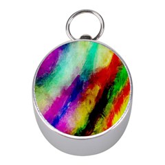 Colorful Abstract Paint Splats Background Mini Silver Compasses by Simbadda