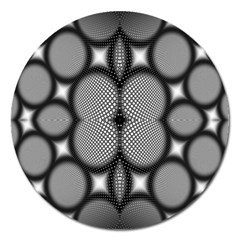 Mirror Of Black And White Fractal Texture Magnet 5  (round) by Simbadda