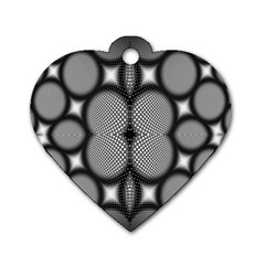 Mirror Of Black And White Fractal Texture Dog Tag Heart (two Sides) by Simbadda