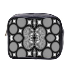 Mirror Of Black And White Fractal Texture Mini Toiletries Bag 2-side by Simbadda