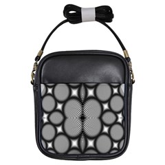 Mirror Of Black And White Fractal Texture Girls Sling Bags by Simbadda