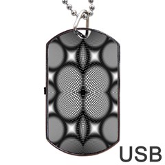 Mirror Of Black And White Fractal Texture Dog Tag Usb Flash (one Side)