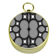 Mirror Of Black And White Fractal Texture Gold Compasses by Simbadda