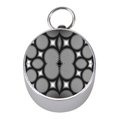 Mirror Of Black And White Fractal Texture Mini Silver Compasses by Simbadda