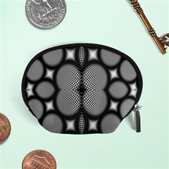 Mirror Of Black And White Fractal Texture Accessory Pouches (small)  by Simbadda