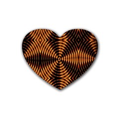 Fractal Pattern Of Fire Color Rubber Coaster (heart)  by Simbadda