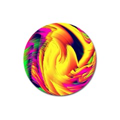 Stormy Yellow Wave Abstract Paintwork Magnet 3  (round) by Simbadda