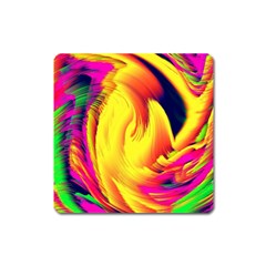 Stormy Yellow Wave Abstract Paintwork Square Magnet by Simbadda