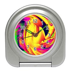 Stormy Yellow Wave Abstract Paintwork Travel Alarm Clocks by Simbadda