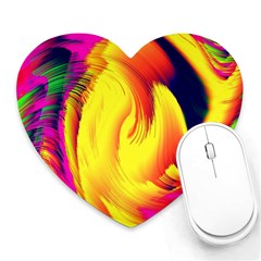 Stormy Yellow Wave Abstract Paintwork Heart Mousepads by Simbadda