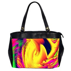 Stormy Yellow Wave Abstract Paintwork Office Handbags (2 Sides)  by Simbadda