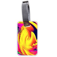 Stormy Yellow Wave Abstract Paintwork Luggage Tags (two Sides) by Simbadda