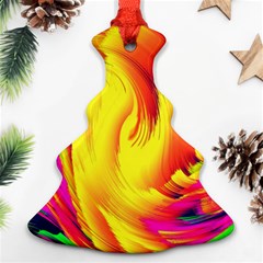 Stormy Yellow Wave Abstract Paintwork Ornament (christmas Tree)  by Simbadda