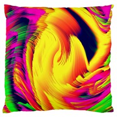 Stormy Yellow Wave Abstract Paintwork Large Cushion Case (two Sides) by Simbadda