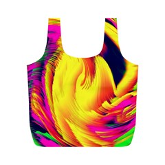 Stormy Yellow Wave Abstract Paintwork Full Print Recycle Bags (m)  by Simbadda