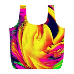 Stormy Yellow Wave Abstract Paintwork Full Print Recycle Bags (l)  by Simbadda