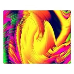 Stormy Yellow Wave Abstract Paintwork Double Sided Flano Blanket (large)  by Simbadda