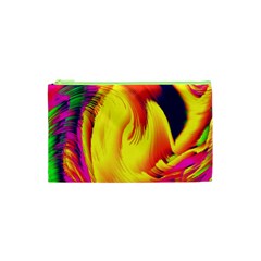 Stormy Yellow Wave Abstract Paintwork Cosmetic Bag (xs) by Simbadda