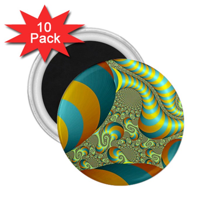 Gold Blue Fractal Worms Background 2.25  Magnets (10 pack) 