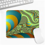 Gold Blue Fractal Worms Background Large Mousepads Front