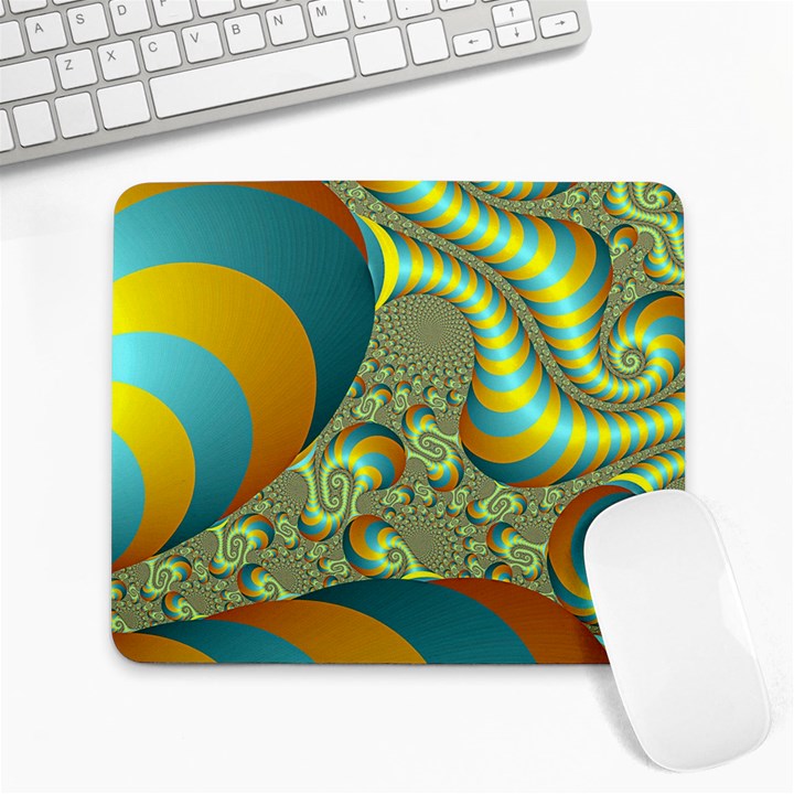 Gold Blue Fractal Worms Background Large Mousepads